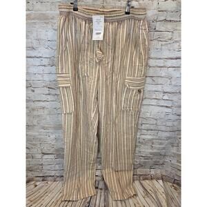 Henna Shoppe Apparel Womens Linen Striped Pants Size XXL Cargo Boutique Style